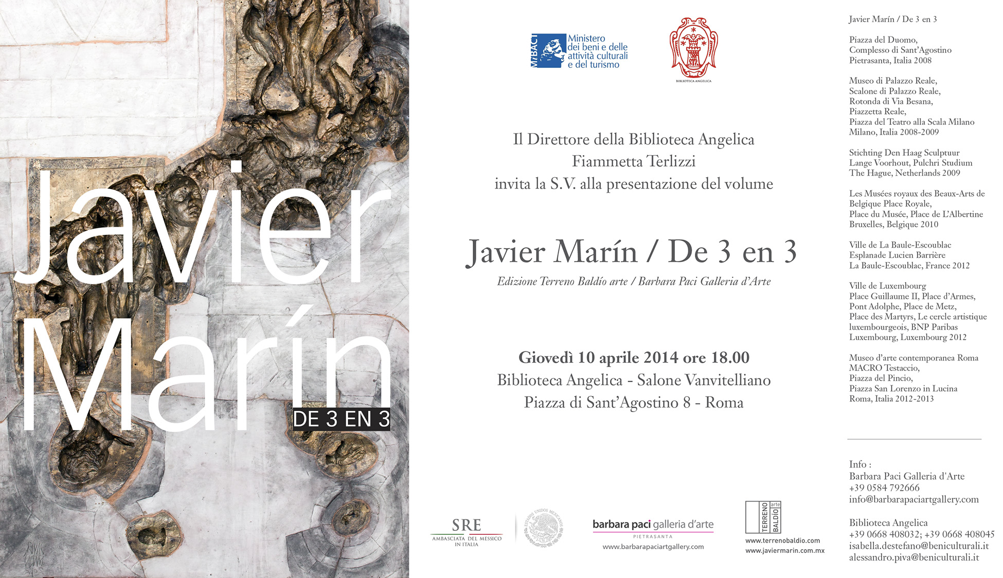 Presentación del libro / Presentazione del volume / Javier Marín De 3 en 3 / Biblioteca Angelica, Roma, Italia.